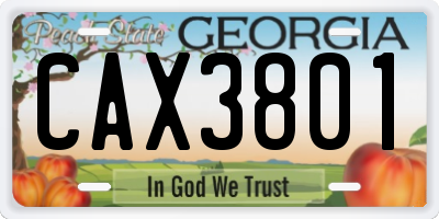 GA license plate CAX3801