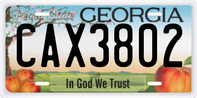 GA license plate CAX3802