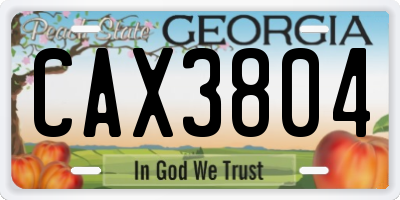 GA license plate CAX3804