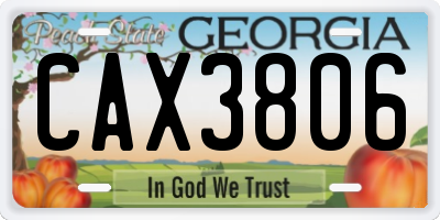 GA license plate CAX3806