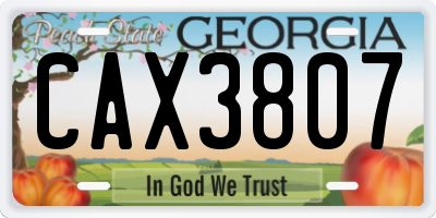 GA license plate CAX3807