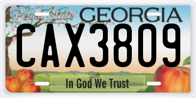 GA license plate CAX3809