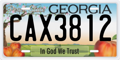 GA license plate CAX3812