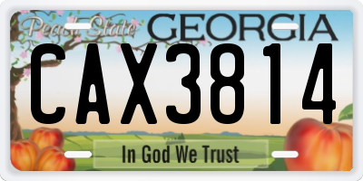 GA license plate CAX3814