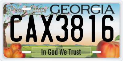 GA license plate CAX3816