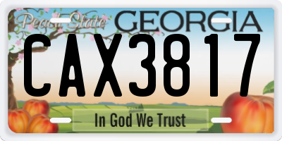 GA license plate CAX3817