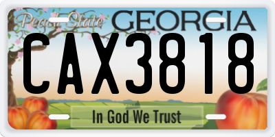 GA license plate CAX3818