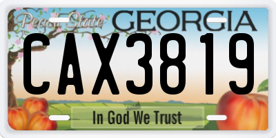 GA license plate CAX3819