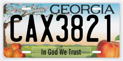 GA license plate CAX3821