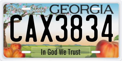 GA license plate CAX3834