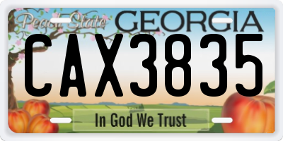 GA license plate CAX3835