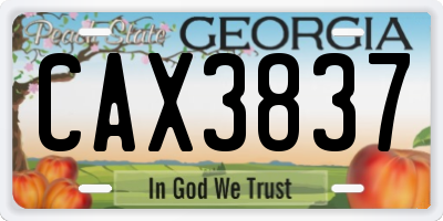 GA license plate CAX3837