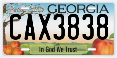 GA license plate CAX3838