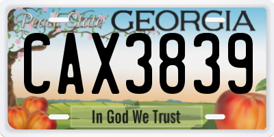 GA license plate CAX3839