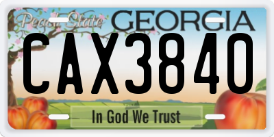 GA license plate CAX3840