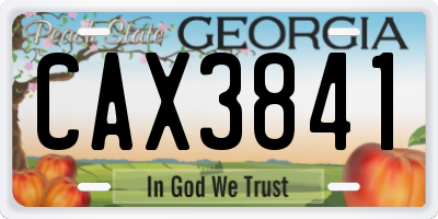 GA license plate CAX3841