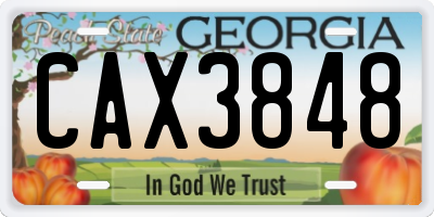 GA license plate CAX3848