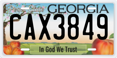 GA license plate CAX3849