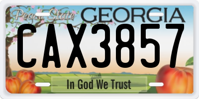 GA license plate CAX3857