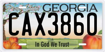 GA license plate CAX3860