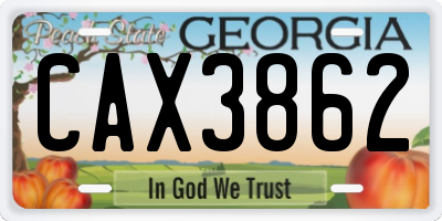 GA license plate CAX3862