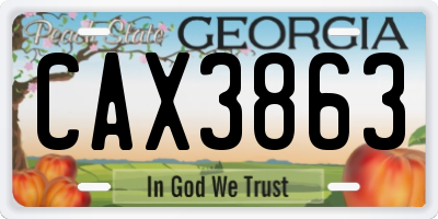 GA license plate CAX3863