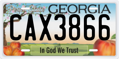 GA license plate CAX3866