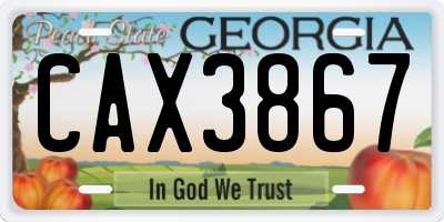 GA license plate CAX3867