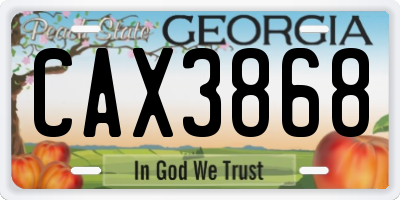 GA license plate CAX3868