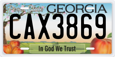 GA license plate CAX3869