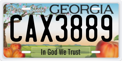 GA license plate CAX3889