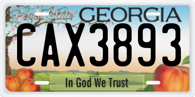 GA license plate CAX3893