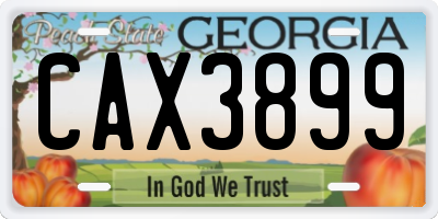 GA license plate CAX3899