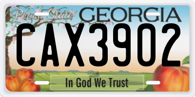 GA license plate CAX3902