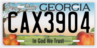 GA license plate CAX3904