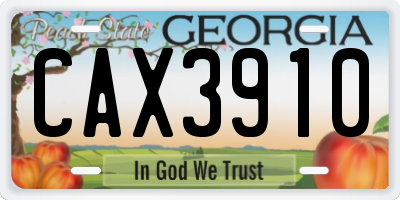 GA license plate CAX3910