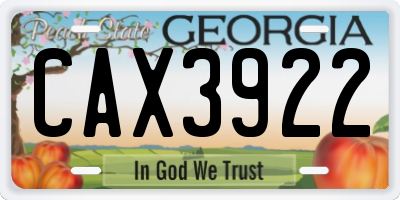 GA license plate CAX3922