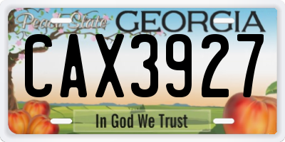 GA license plate CAX3927