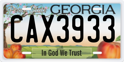 GA license plate CAX3933