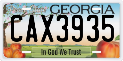 GA license plate CAX3935