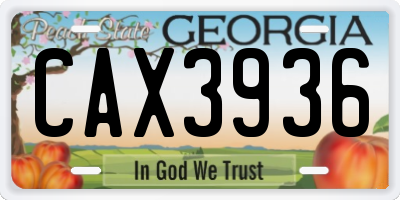 GA license plate CAX3936