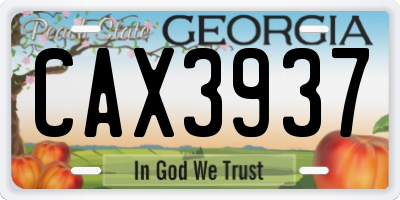 GA license plate CAX3937