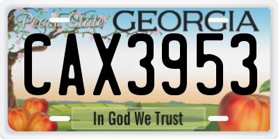GA license plate CAX3953