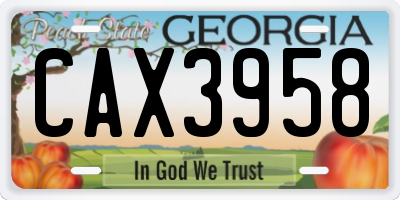 GA license plate CAX3958