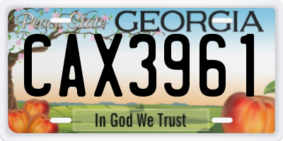 GA license plate CAX3961