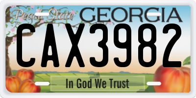 GA license plate CAX3982