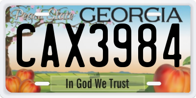 GA license plate CAX3984