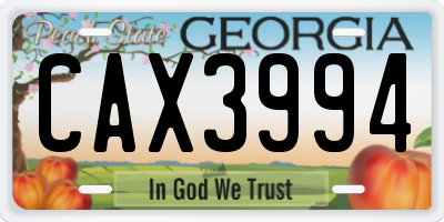 GA license plate CAX3994