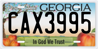 GA license plate CAX3995