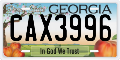 GA license plate CAX3996